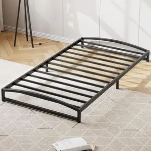 Low Bed Frame Twin-XL Size - 6 Inch Heavy Duty Metal Platform Mattress Foundation No Box Spring Needed Noise-Free Non-Slip Easy Assembly Black