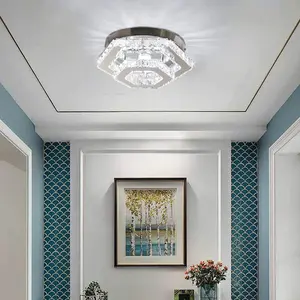 Corridor K9 Crystal Ceiling Light Flush Mount LED for Bedroom Living Room Restaurant QH-MC029