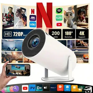 HY300 Ultra-Compact Projector, Wifi Smart Projector, Suitable for Android 11.0, Native 720P, 4K Support/Decoding, Electric Focus and Distortion Correction, Home Cinema Projector