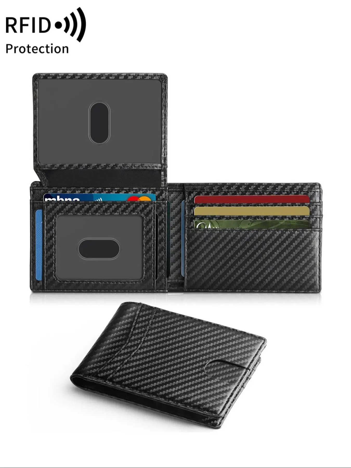 Men's Plain Color Wallet with Card Slots, Casual Plain Color Microfiber ...