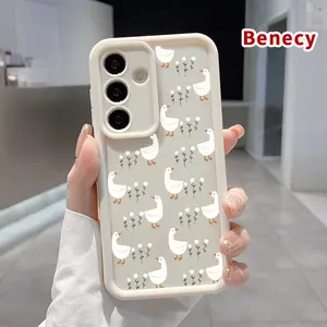 Phone Case Compatible with Samsung Galaxy S26 Ultra S24 S23 Plus S25 S22+ White Goose Pattern Drop Protection Shockproof Soft Silicone Smartphone Cover Casing