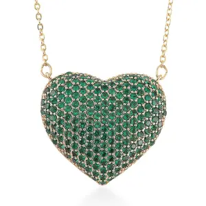 Cubic Zirconia Heart Necklace 20-22 Inches in Goldtone