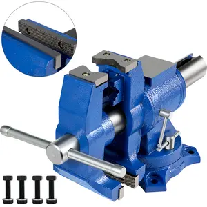 【fathersdaygift】VEVOR 5" Heavy Duty Bench Vise, Double Swivel Rotating Vise Head/Body Rotates 360°,Pipe Vise Bench Vices 30Kn Clamping Force,for Clamping Fixing Equipment Home or Industrial Use