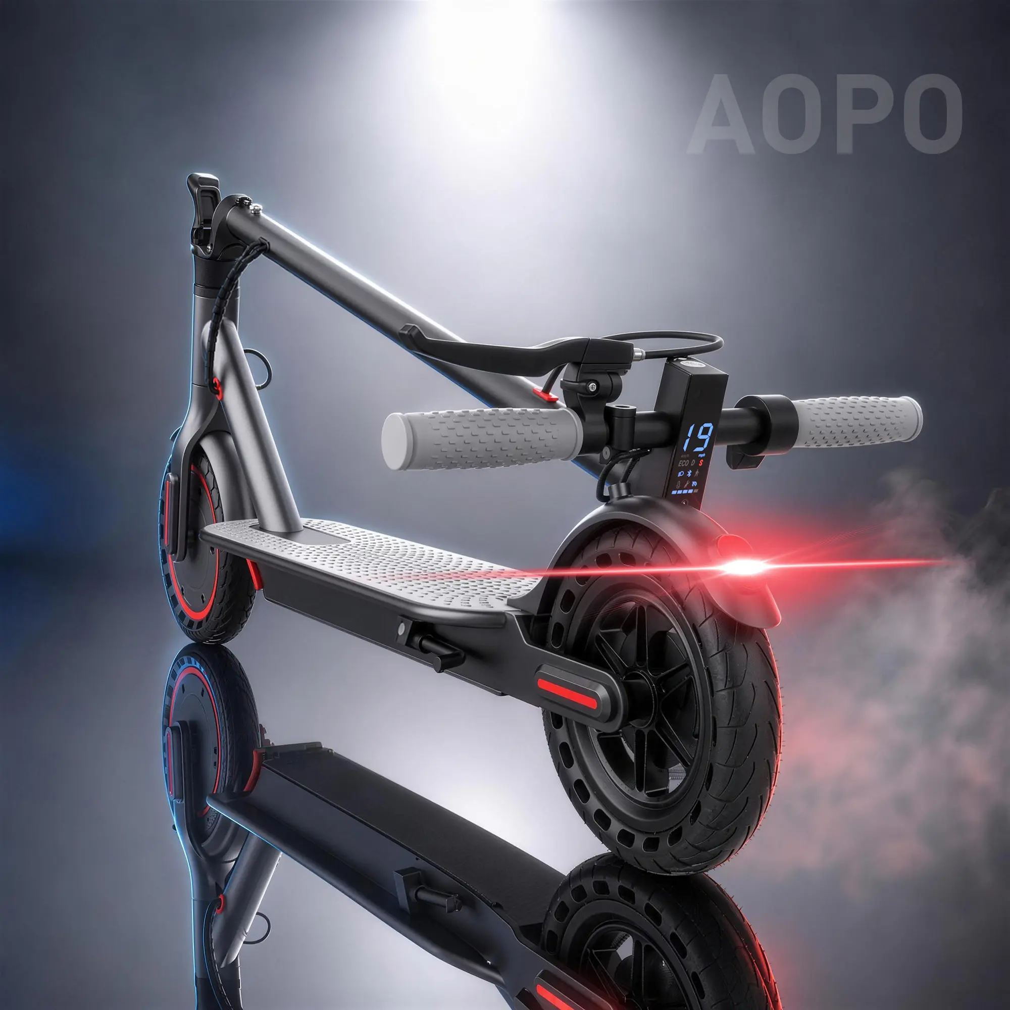 【AOPO】Electric Scooter - 350W Motor, 36V Battery, 19mph Max Speed, 4-Speed, 12-15 mi Range, App-Controlled, Dual ABS Brakes, Portable Foldable, Fitness for Everyone, Ideal Gift for Family & Friends