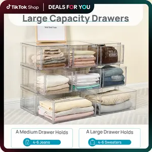 [Live only] Vtopmart 2/5 Pack UnderBed Large Clear Stackable Storage Drawers 18-27QT, Easily Assemble Closet Storage Bins, Dust-Proof for storing shoes, clothes, bedding, and off-season essentials Durable Plastic Organiser,deals for you