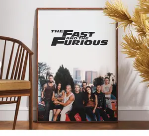 The Fast and The Furious Movie Print, Fast & Furious Film Poster, Movie Retro Poster, Wall Art, Wall Design Ideas, Vin Diesel, Paul Walker