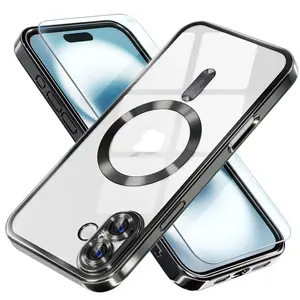 Entronix Apple iPhone 16 Case - [MagSafe-Compatible] Electroplated Cover & [1] Clear Screen Protector Tempered Wireless Metallic