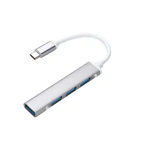 USB Hub 4-Port USB3.0 Ultra-Slim Data Splitter Portable Aluminium Alloy Mini USB Hub Extensions for Laptop MacBook Mac Mini Pro Surface Notebook PC USB-C
