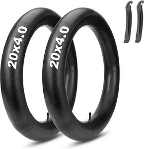 MOHEGIA Fat Bike Inner Tubes - 20x4.0/26x4.0 Inch E-Bike Fat Tire Tubes - Premium Butyl Rubber, Schrader Valve (AV 32mm) - Includes 2 Tire Levers (2-Pack)