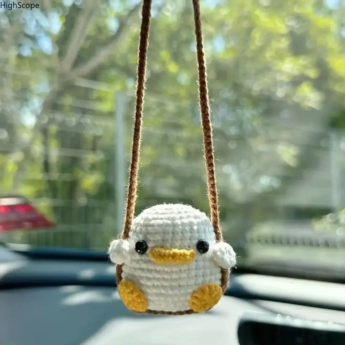 Crochet Frog Car Charm – Handmade Green Boho Ornament, Cute Whimsical Hanging Decoration for Car, Office & Kitchen, Car Interior Decoration, Car Ornaments