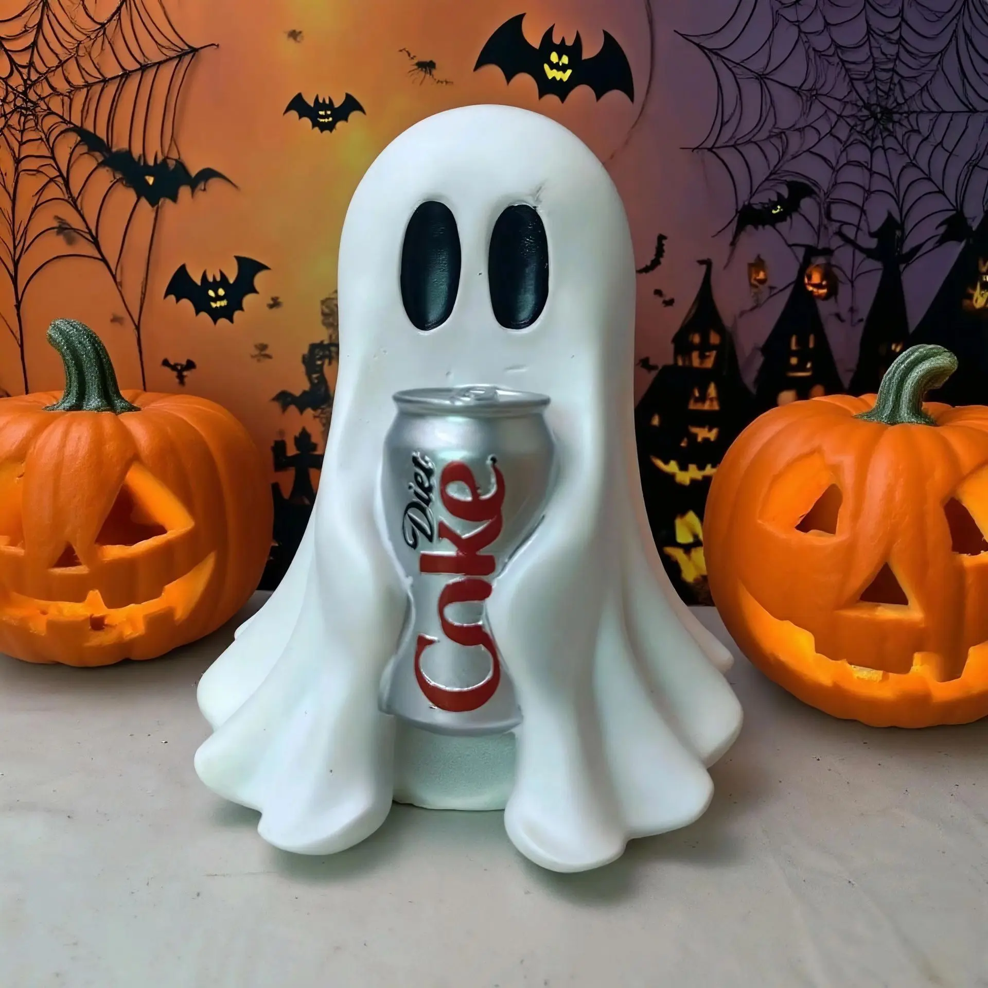 Ghost Holding Drink Resin Craft Ornament, Home Decor Item, Decor Figurine, Desktop Mini Sculpture, Halloween Decoration, Gift Idea, Cute Desktop Decoration