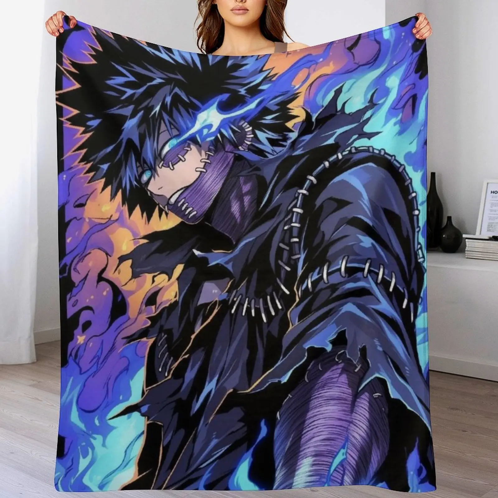 My Hero Academia Dabi Blue Flame Soft Fluffy Comfy Fuzzy Fleece Warm Throw Blanket, Home Decor for Couch-Bed, Gift for MHA Fans, Soft Fluffy Blanket, Comfy Blankets