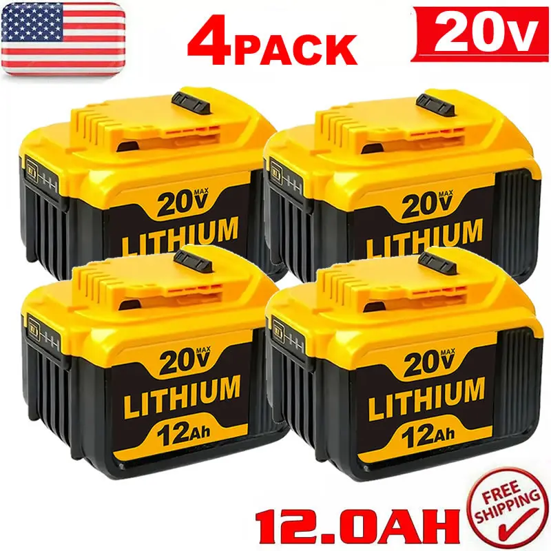12.0Ah Li-ion Battery Replacement for Dewalt 20V Max XR DCB200 Wireless Power Tools, Large Capacity Impact-Ready Accessory