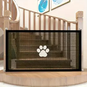 Retractable Mesh Pet Gate Foldable Tall Barrier for Stairs & Wide Doorways Indoor/Outdoor PetSafety