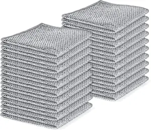 20pcs Set Non-Scratch Steel Wool Dishcloth - Multi-Use Kitchen Scrubbers, Durable Cleaning Pads for Wet & Dry Use White