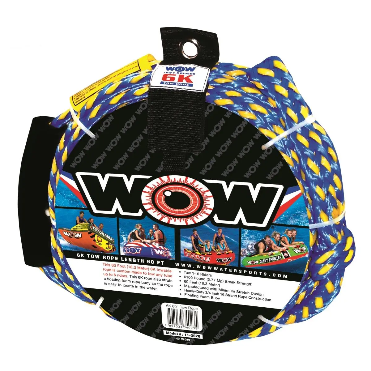 Wow Sports 11-3020 60 ft. 6K Tow Rope