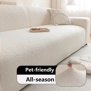 Teddy Fleece Sofa Cover, Sofa Slipcover, Anti-Cat Scratch, Easy Clean, Pet Seatable, Detachable, Dustproof, All Seasons Use, Furniture Protector