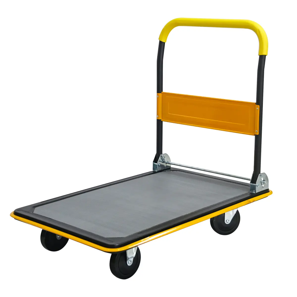 Heavy Duty Alloy Steel Folding Cart with Wheels - 660 LBS Capacity Mobile Trolley, 3-Second Setup, TPR Silent 360° Swivel Wheels, Anti-Slip Plate, Rubber Grip Handle, Multifunction Collapsible Rolling Cart for Home, Grocery Use, Heavy Duty Cart