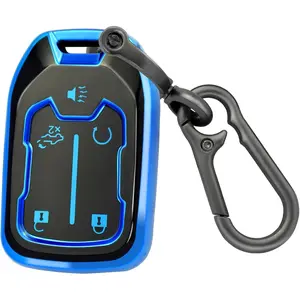 for GMC Key Fob Cover with Keychain，Key Case Shell TPU Full Protection Compatible with GMC Chevy Acadia Sierra Terrain Silverado 1500 2500HD 3500HD Tahoe (Blue, 5 Button)