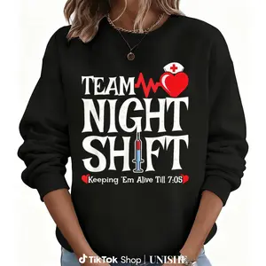 Long Sleeve Sweatshirt with 100% Nurse Appreciation – Night Shift Casual