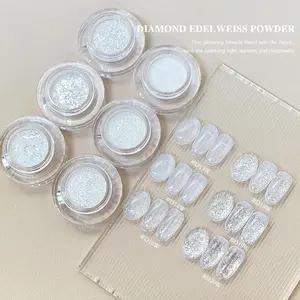 DIAMOND EDELWEISS  Nail Powder Set, Fine Glitter Velvet Texture, Hidden Sparkle, Dense Shiny Threads, Continuous Flashing Light