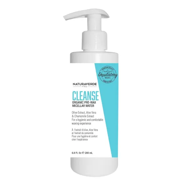 NaturaverdePro Organic Pre Wax Micellar Water, Makeup Remover & Facial Cleanser with Chamomile & Aloe Vera, Skin Prep for Hair Removal – 6.8 oz