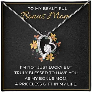 Bonus Mom Gifts from Daughter, Christmas Gifts For Stepmom Bonus Mom Necklace, Mother in Law Gifts, Birthday Jewelry Adoption Gifts