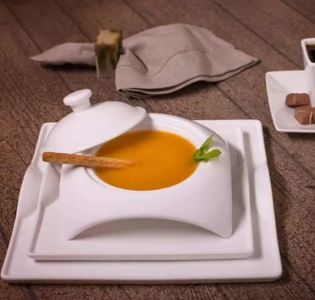 Modern Square Dinnerware-white porcelain-Service for 4- 24 pc set