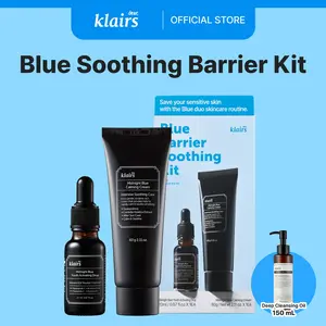 [Dear, Klairs Official Shop] Blue Soothing Barrier Kit | Midnight Blue Calming Cream + Blue Drop Set, Soothing, Light Texture, Sensitive Skin Friendly Moisturizing Skincare Gentle Skin Repair Comfort Hydrate Moisturize Moisturizer Hydrating After Suncare