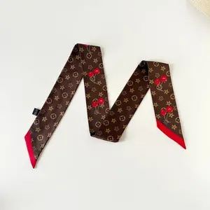 Cherry silk scarves brown