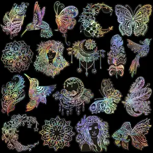 80 Pieces Large Size Holographic Stickers, Glitter Shiny Iridescent Transparent Resin Sticker Decals for Scrapbook Junk Journal Bullet Journals Planners Laptops Water Bottles Paper Crafts