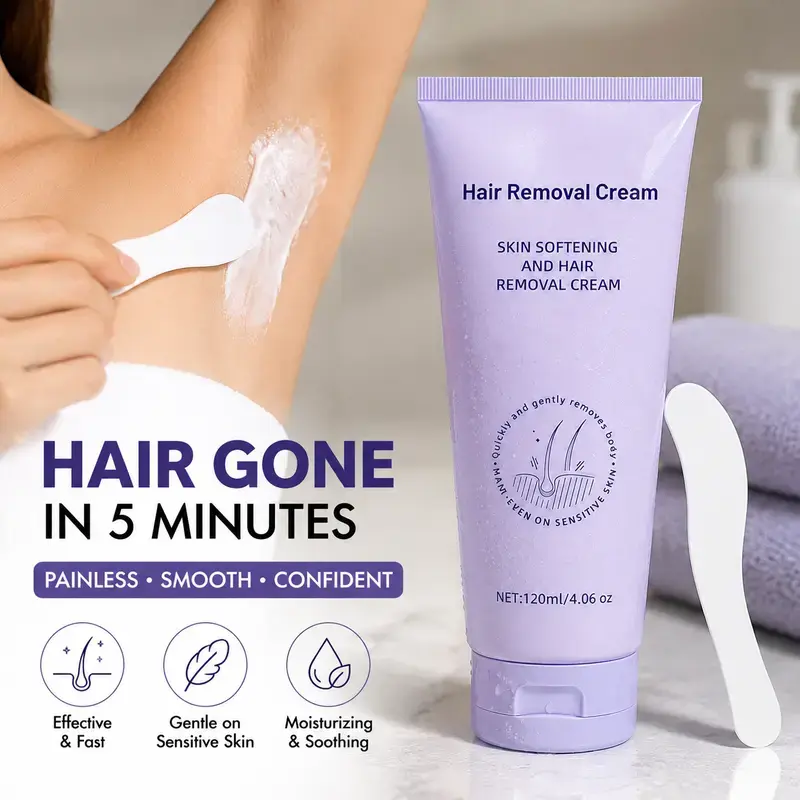 Depilatory Hair Removal Cream for Women & Men, Viral At-Home Beauty Supply, Painless Soothing Formula for Sensitive Skin, Underarm & Bikini Use, Smooth Skin in 5–10 Mins, Razor Bump Free Body Care
