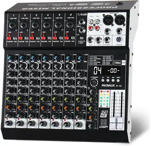 Audio Mixer 8 Channel Professional Sound Mixer Console with 99 DSP Effects, Mixing Board DJ Mixer w/USB, Bluetooth, 48V Power Supply, PAD Button for Recording Karaoke PA Drum Live Music