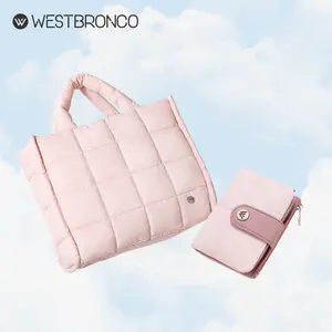 WESTBRONCO Puffy Bag 2-in-1 Combo: viral Puffer Fashion Crossbody Tote Bag & Minimalist Short Wallet for Women - 2026 Spring Trendy  Gift for Her