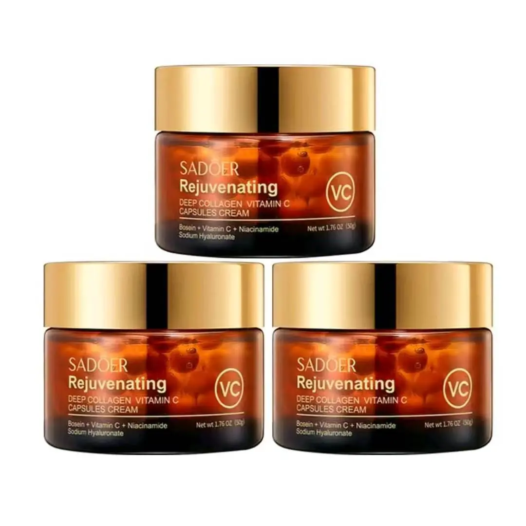 Deep Collagen Vitamin C Cream - Anti-Wrinkle Face Moisturizer with Hyaluronic Acid, Niacinamide & Bosein for Youthful, Glowing Skin