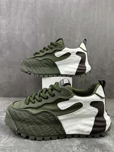 Men's Colorblock Lace Up Low Top Platform Sneakers, Casual Breathable Sports Running Shoes, Sporty running shoes, All-match Round Toe Chunky Sneakers for Daily Life