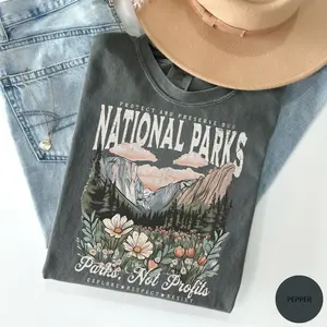 Comfort Colors Vintage National Parks T-Shirt, Nature Lover Graphic Tee, Parks Over Profit Tee, Protect Our Parks Granola Girl Wildlife, Cotton Fabric