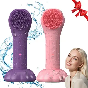 Electric Face Washing Brush with Base, 1 Box Constant Temperature Vibrating Massage Multifunctional Cleanser, Portable Household Instruments for Travel, Facial Cleansing Tools, Skin Facial Cleaning