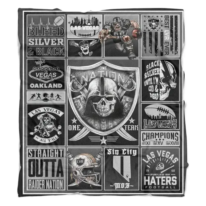Raider Nation Echo Team Las Vegas Football Blanket - 60x50 in Gift for Men, Soft Bedding & Linen Cover Blanket for Home Use