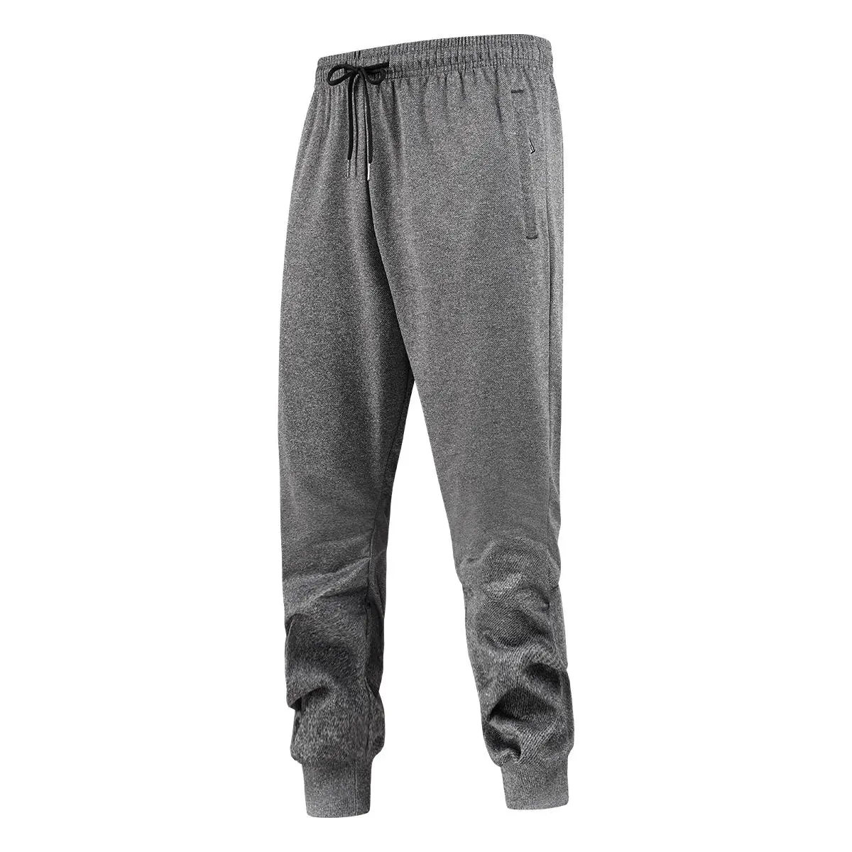 Men's Solid Color Casual Athletic Joggers, Regular Fit Polyester Blend Pants with Secure Zip Pockets and Adjustable Drawstring, Elastane, Machine Wash, Workout Jogger, Cold Wash, Indoor & Outdoor Wear, Male, Fitted