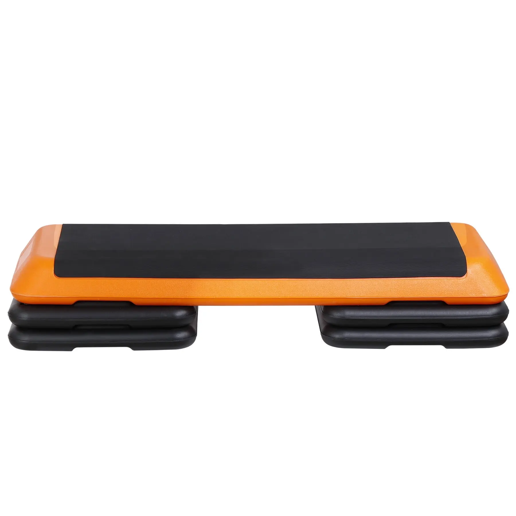 SUPERDEAL 43'' PVC Aerobic Exercise Stepper Platform, Trapezoid Shape, Adjustable to 3 Heights with 4 Risers, Orange Cardio Workout Equipment for Home Gym, Three Heights