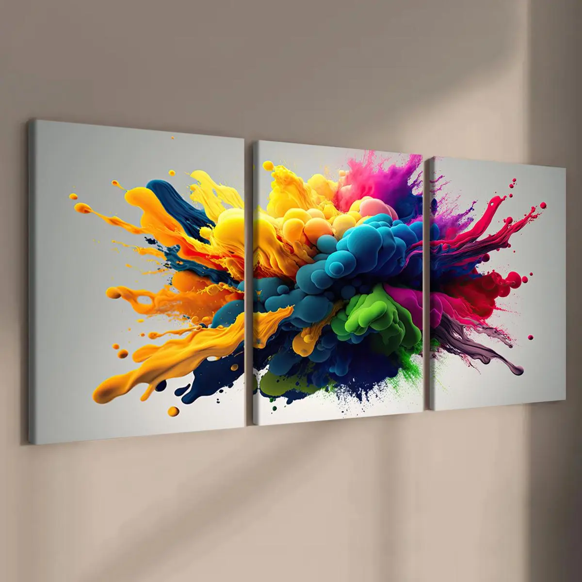 Colorful Ink Splash Abstract Art Painting, 3 Counts/set Wooden Framed Canvas Wall Art, Modern Abstract Design, Modern Wall Decor for Home Living Room Bedroom Office, Modern Home Decoration, Poster