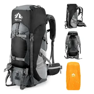 Hiking Backpacks 70L Camping Backpacking Packs for Men Women Lightweight Outdoor for Mountaineering Traveling, No Internal Frame