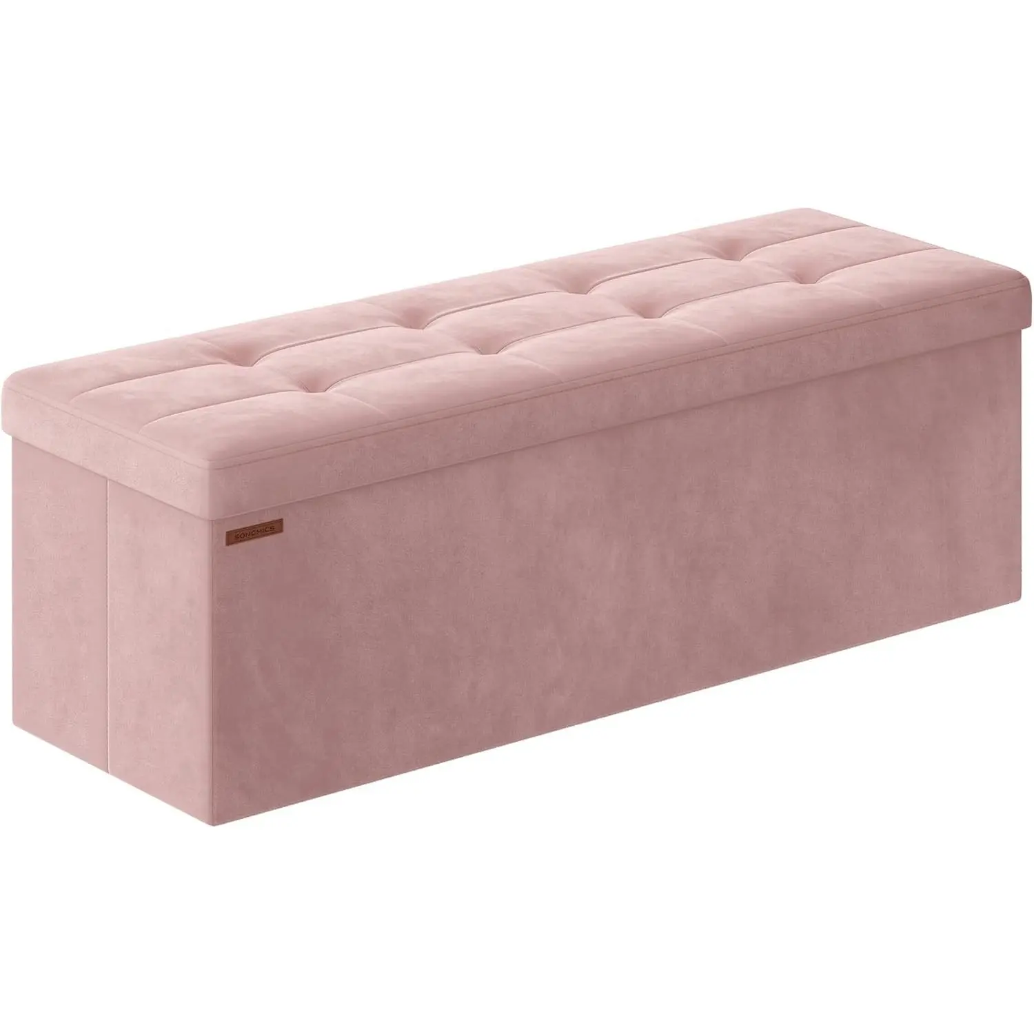 Mazie Collection - Storage Ottoman Bench, Foldable Foot Rest, 15 x 43 x 15 Inches, End of Bed Bench, Storage Chest, Load 660 lb, Living Room, Bedroom, Entryway, Jelly Pink ULSF277R01