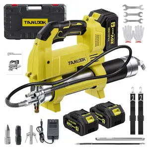 Cordless Grease Gun with 2 Batteries, 12000 PSI High Pressure, 19.7'' Hose, 3 Couplers, 4.6oz/min Output, Compatible with Bulk & Cartridge Grease