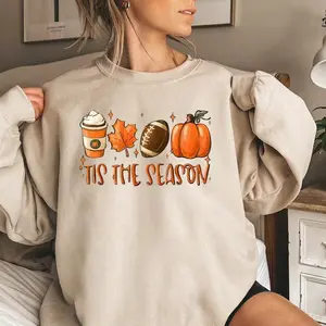 Tis The Season Football Shirt Gameday Sweatshirt Fall Coffee Lovers Pumpkin Spice Latte Shirt Unisex