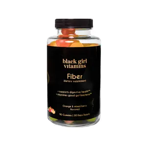 Black Girl Vitamins Fiber "Everyday Lightness" - 90 Gummies, Orange & Mixed Berry Flavor, 30-Day Supply, Supports Digestive Health, Nourishes Good Gut Bacteria
