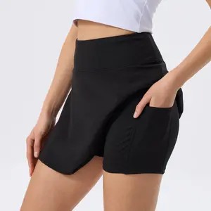 Women's Solid Color High Waist Pocket Sports Skirt Casual Comfy Breathable Skort for Outdoor Sports Tennis Skirt Ladies Sportswear workout shorts