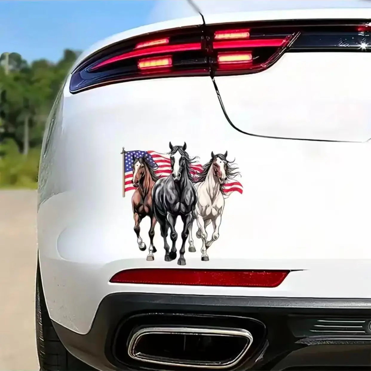 Creative Three Horse Sticker, Waterproof Premium Vinyl Sticker, Excellent Car Sticker, Car Truck Decal, Motorcycle Truck Laptop Decoration Sticker, Vehicle Exterior Decoration, Car Decals, Decal For Trucks, Decals For Vehicles, Decal For Cars