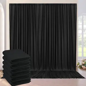 30ft×10ft Wrinkle Free Black Backdrop Curtain for Party, 6 Panels 5×10 ft Thick Silky Polyester Photo Backdrop Drapes for 50th Birthday Parties Baby Shower Graduation Wedding Photograhy Home Decor